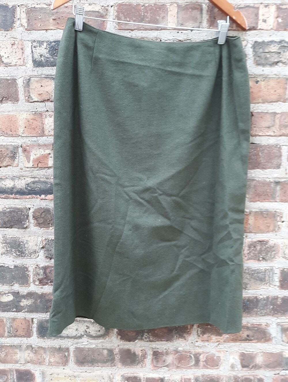 Anne Klein Vintage Green Wool Angora Blend Pencil Skirt Size 12 Preppy Classic